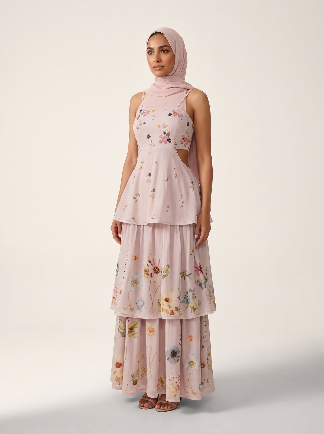 Print Pattern Abaya — Pink — 1