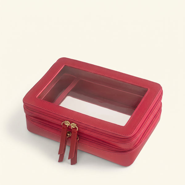 Transparent Makeup Case — Red