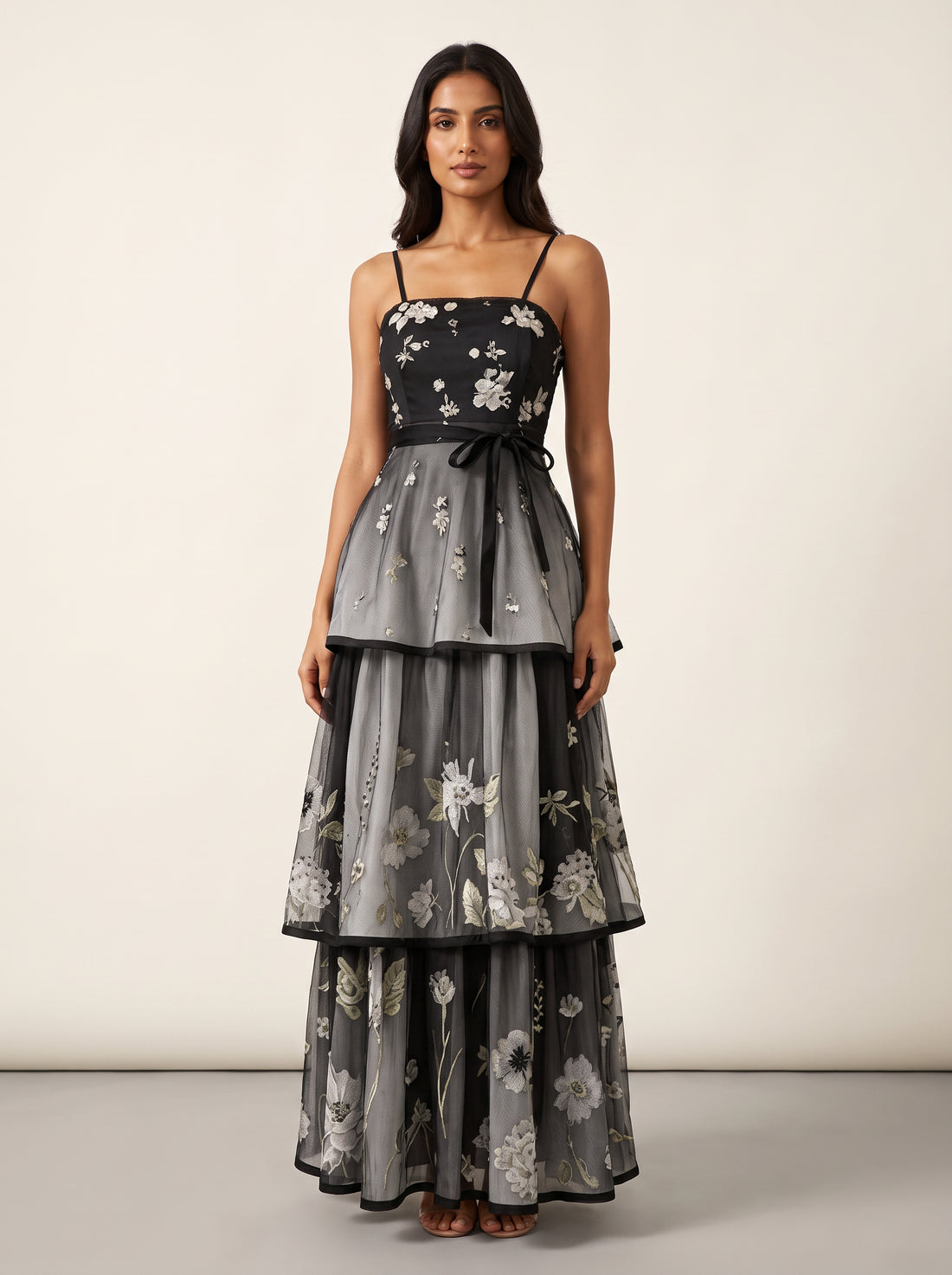 Print Pattern Abaya — Gray — 1