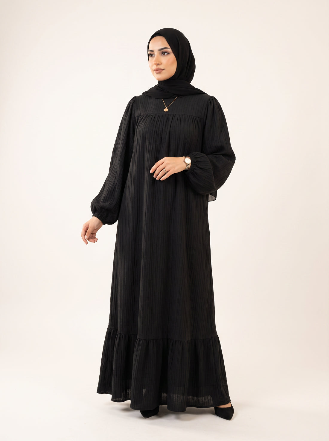 Vintage Ruffle Abaya — Noir — 1