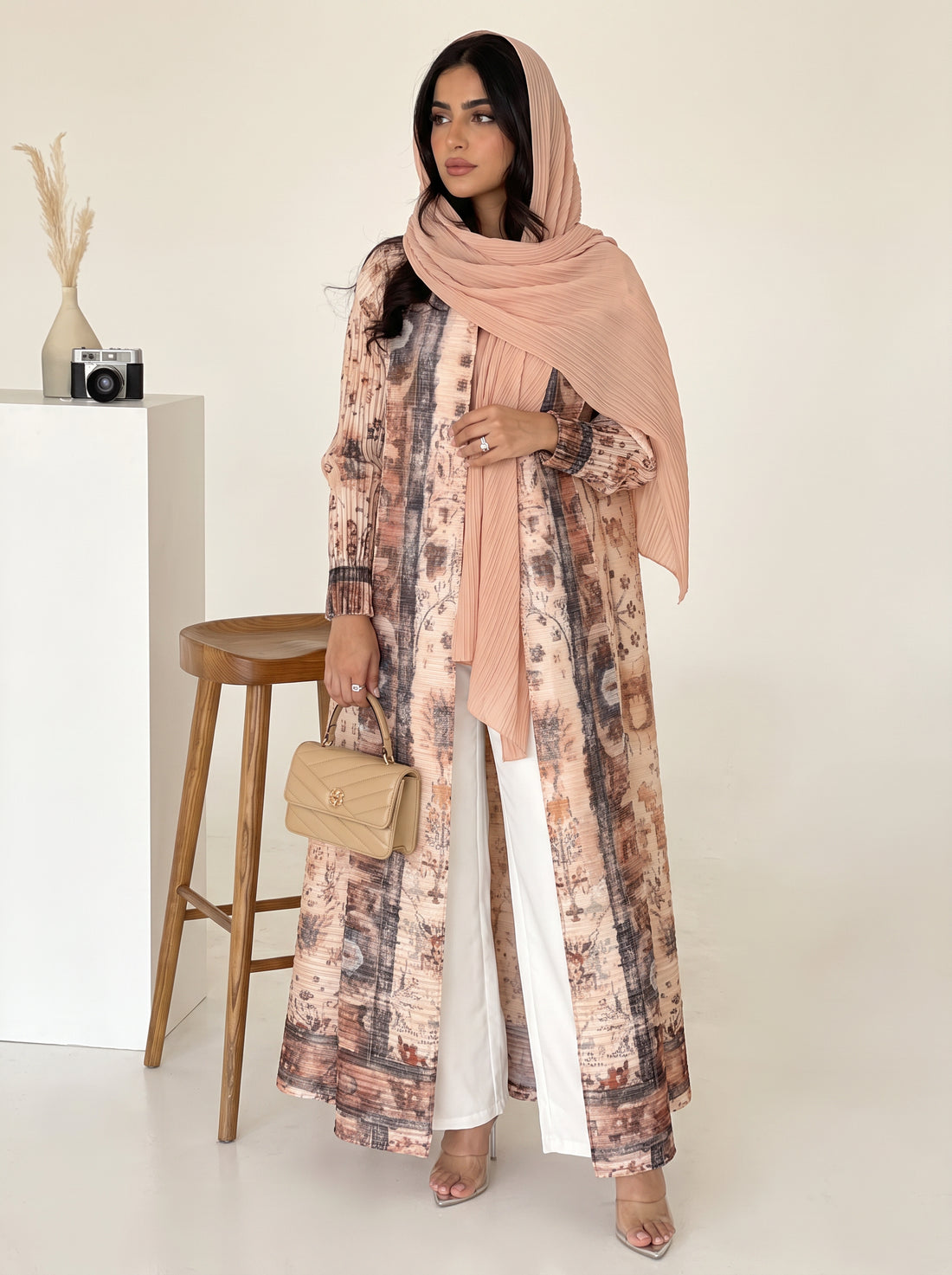Miyake Open Abaya — Peach Kilim — 1