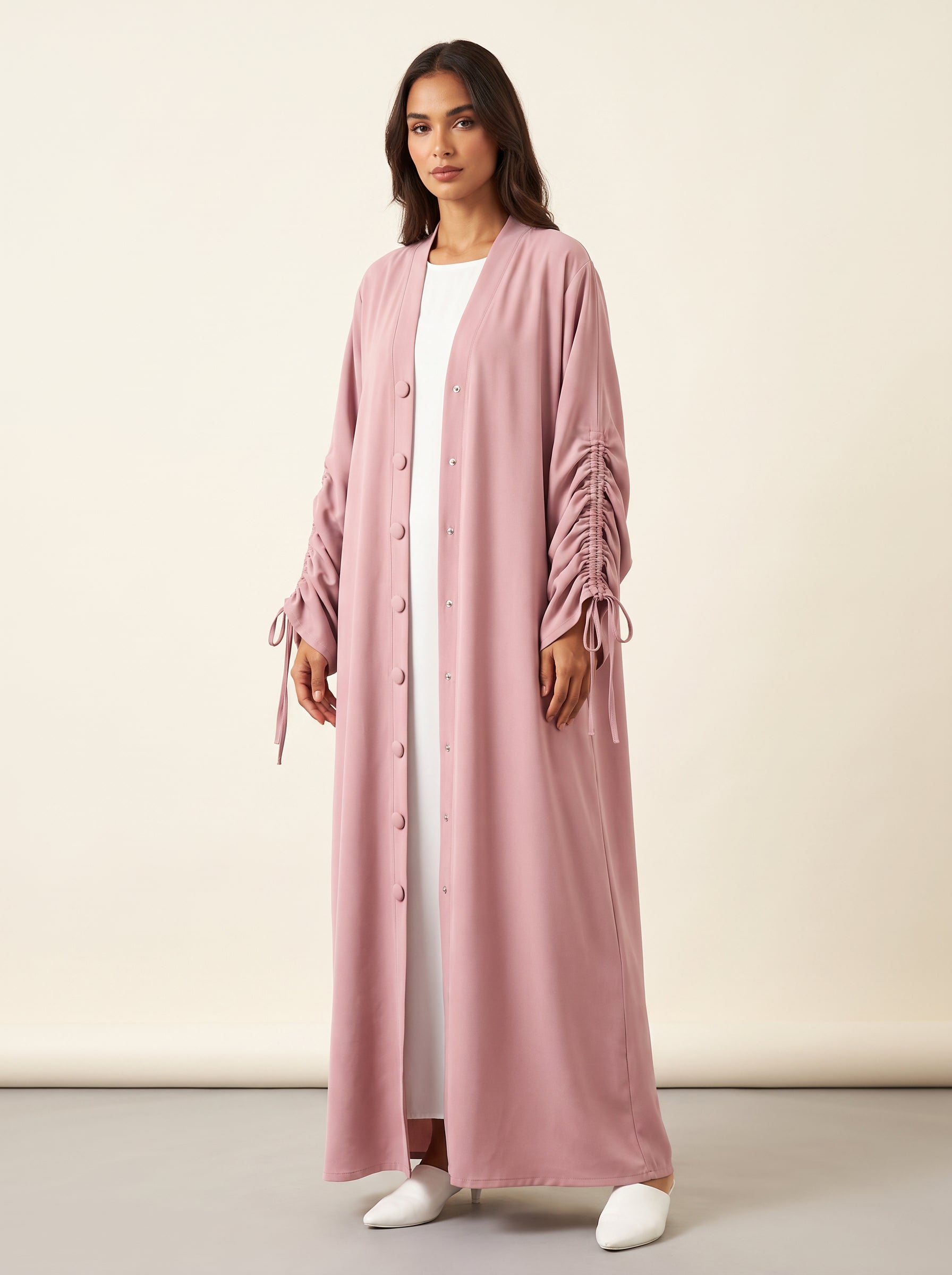 Malaysia Dubai Open Abaya — Pink — 1
