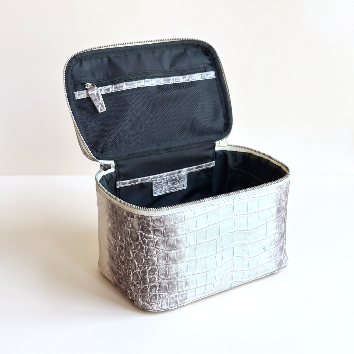 Himalaya Vanity Case — open interior, studio ivory