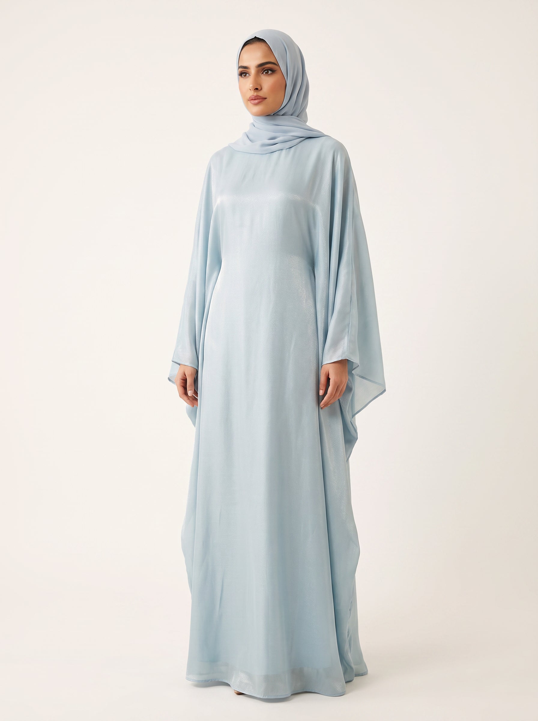 Glitter Butterfly Abaya — Powder Blue — 1