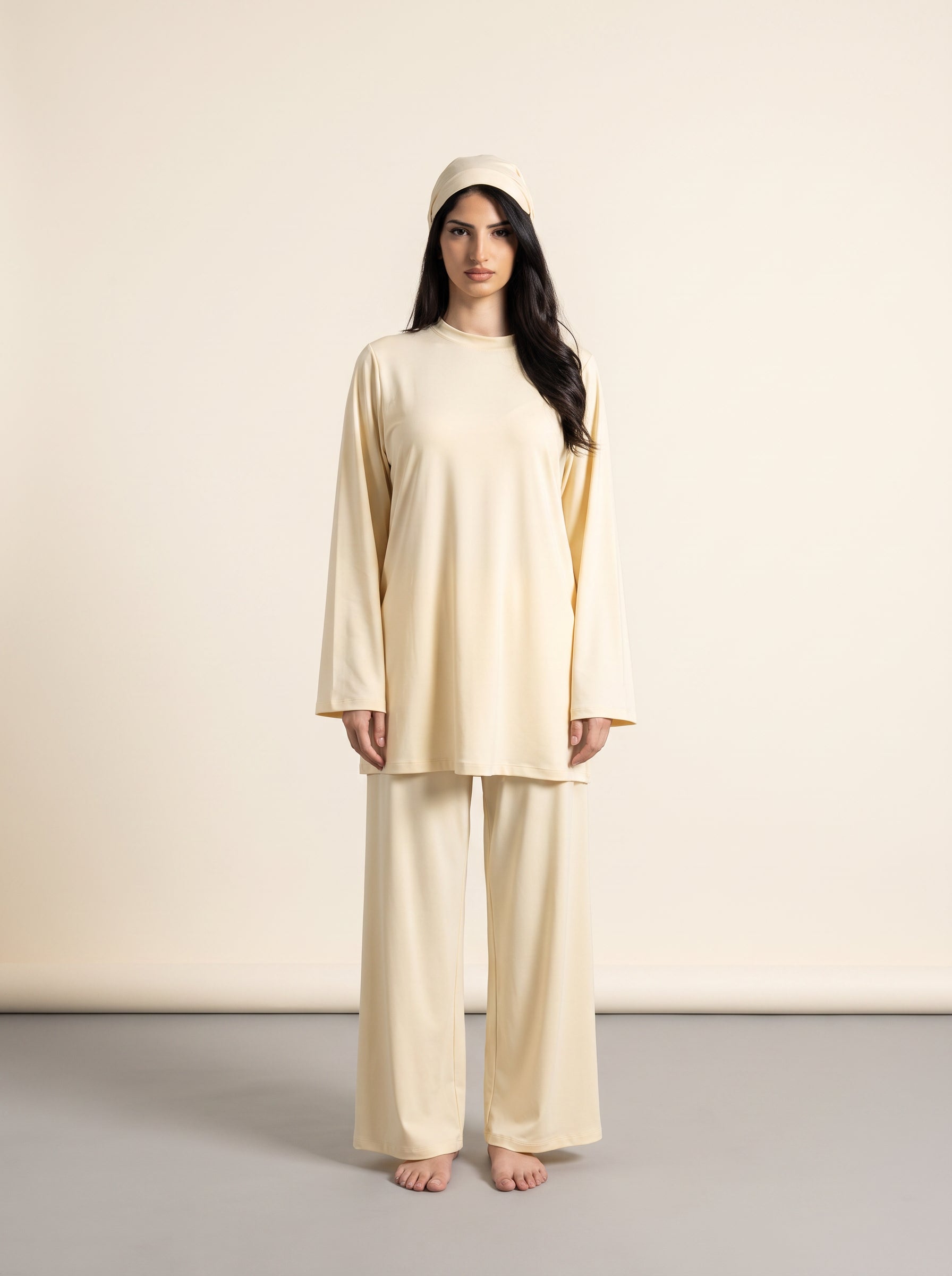 Elegant Full-Cover Burkini — Cream — 1