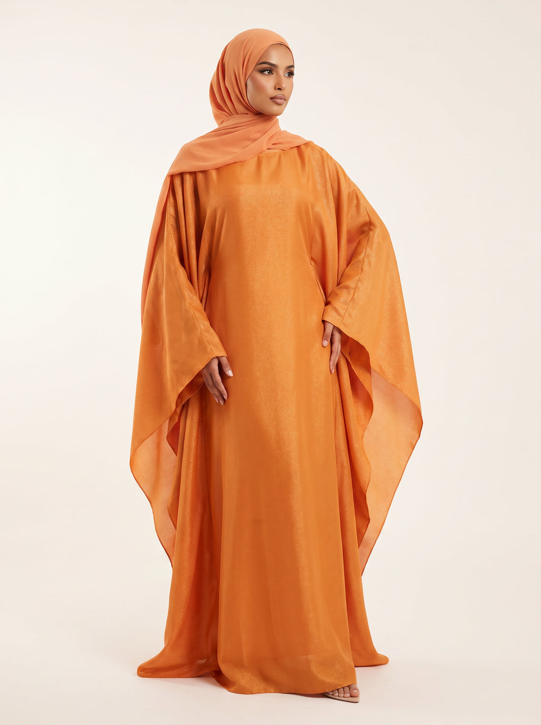 Glitter Butterfly Abaya — Tangerine — 1