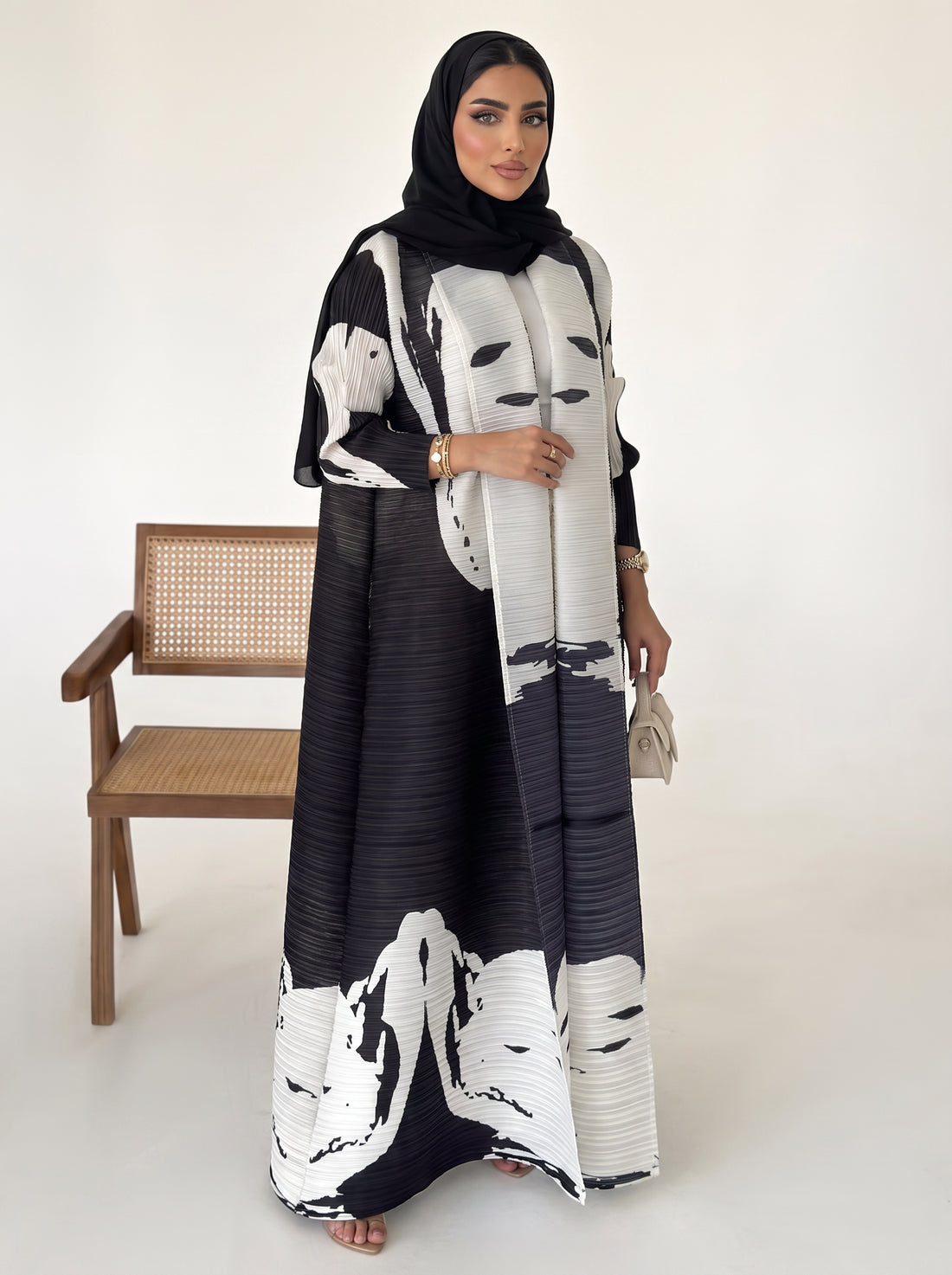 Miyake Open Abaya — Noir Abstract — 1