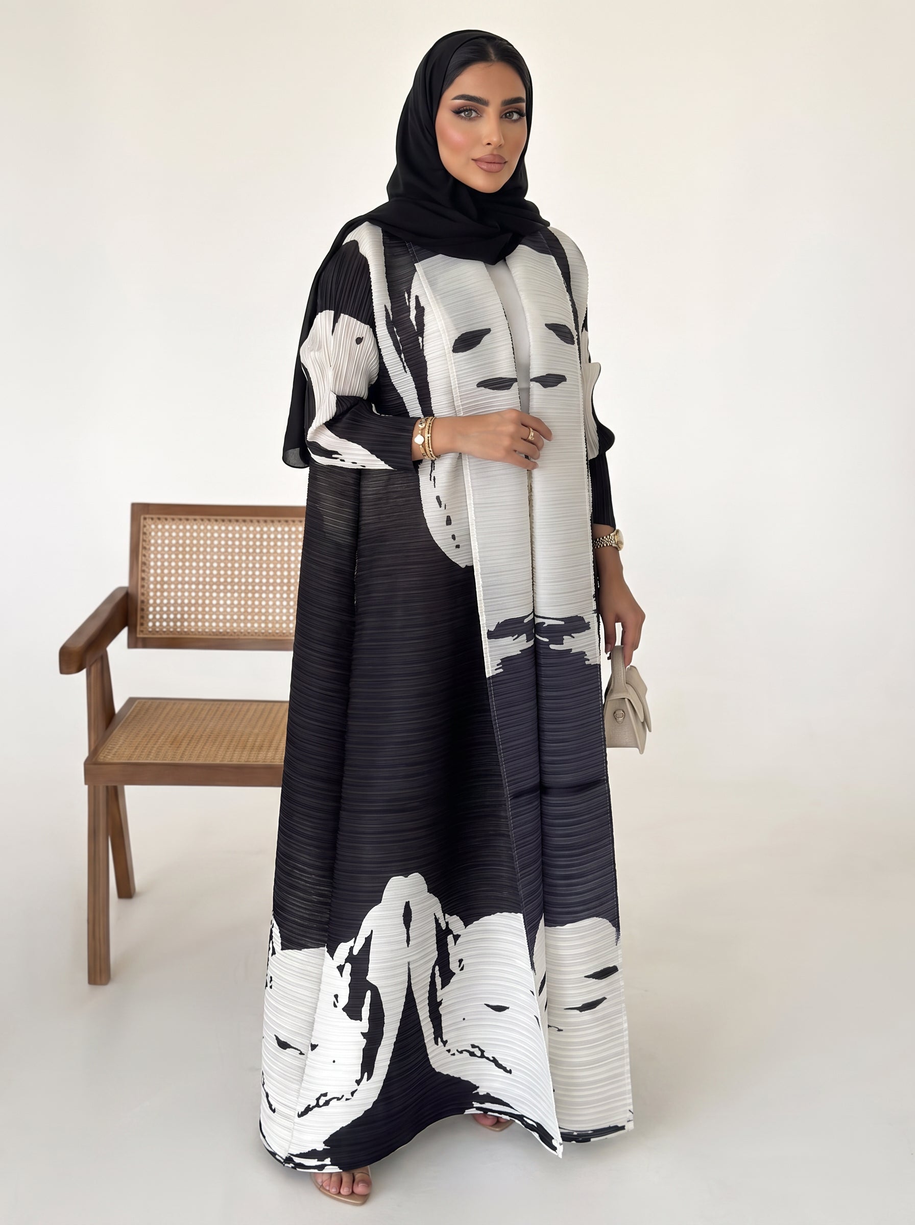 Miyake Open Abaya — Noir Abstract — 1