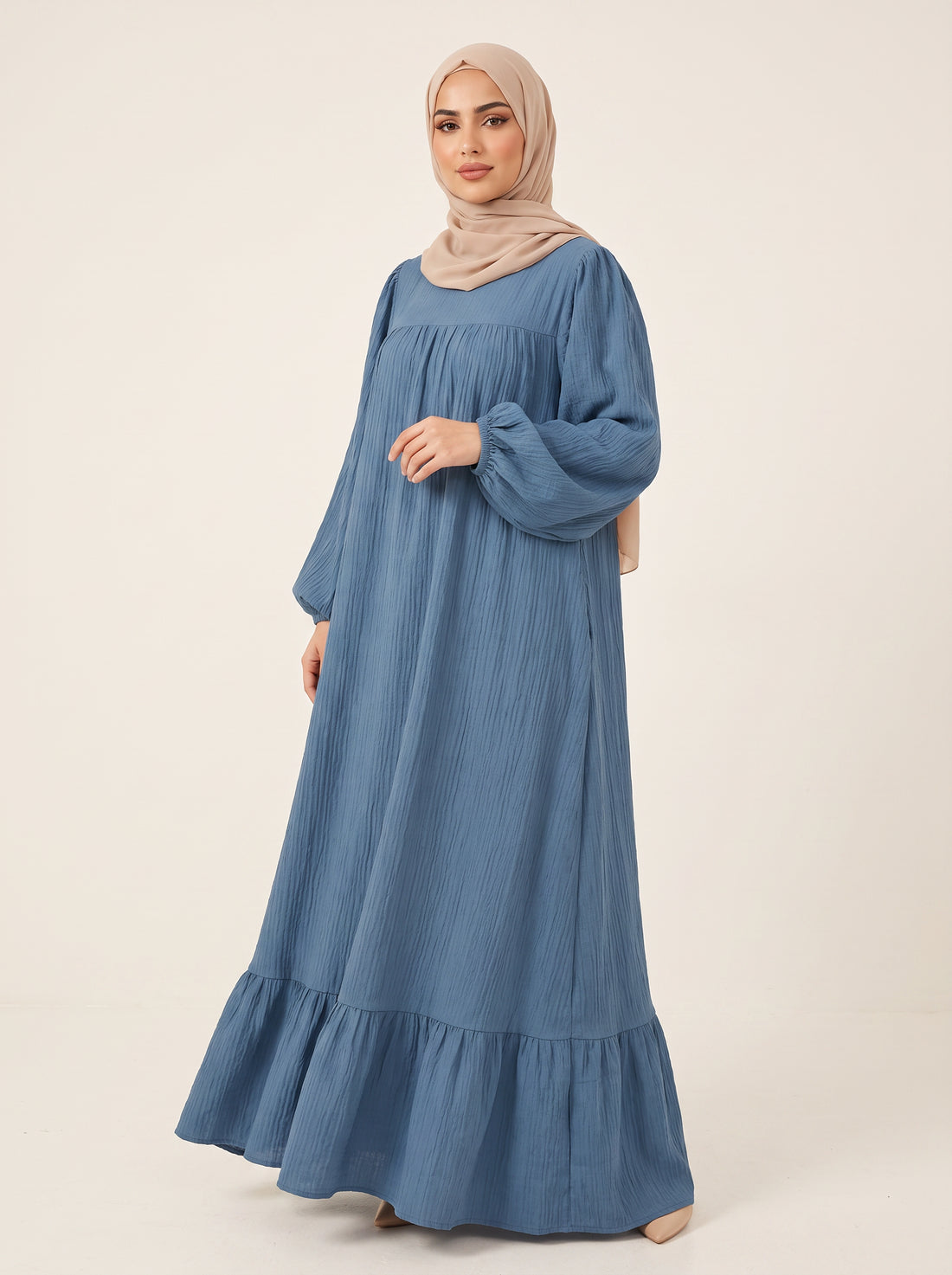 Vintage Ruffle Abaya — Blue — 1