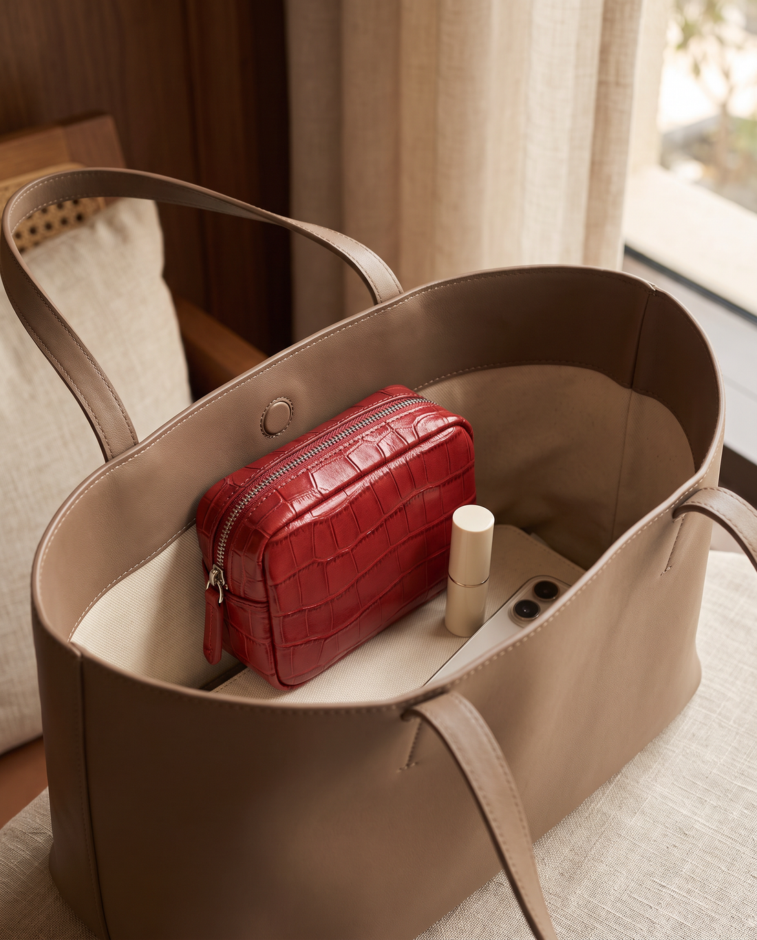 Lip Essential in Red — inside a handbag
