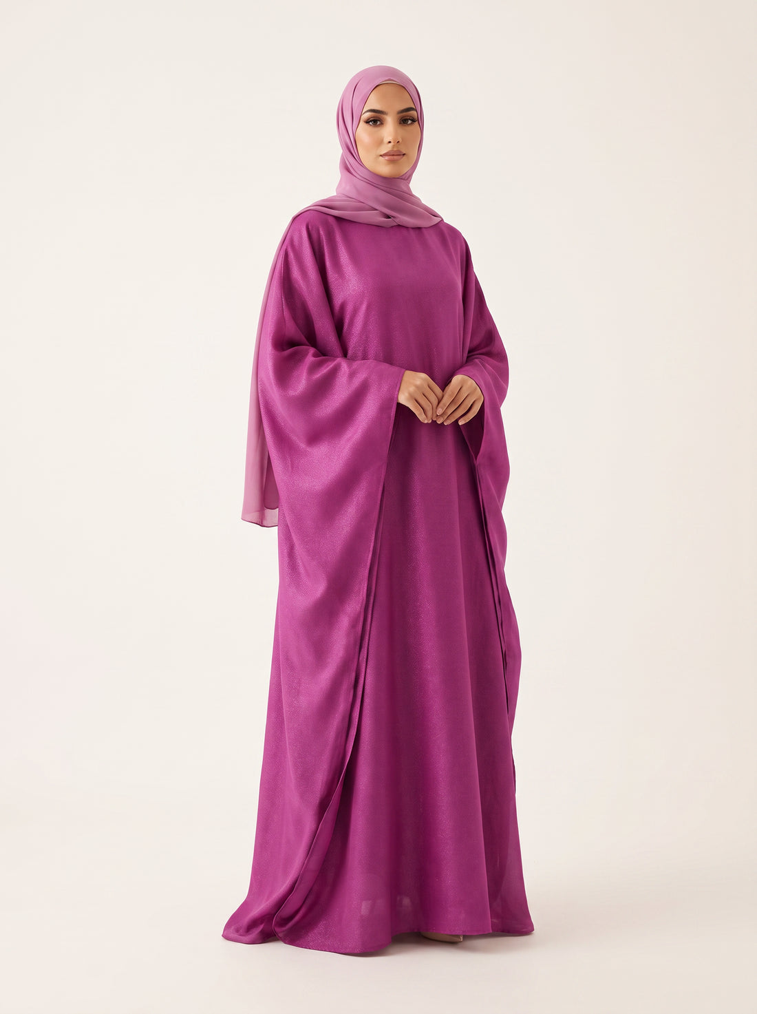 Glitter Butterfly Abaya — Magenta — 1