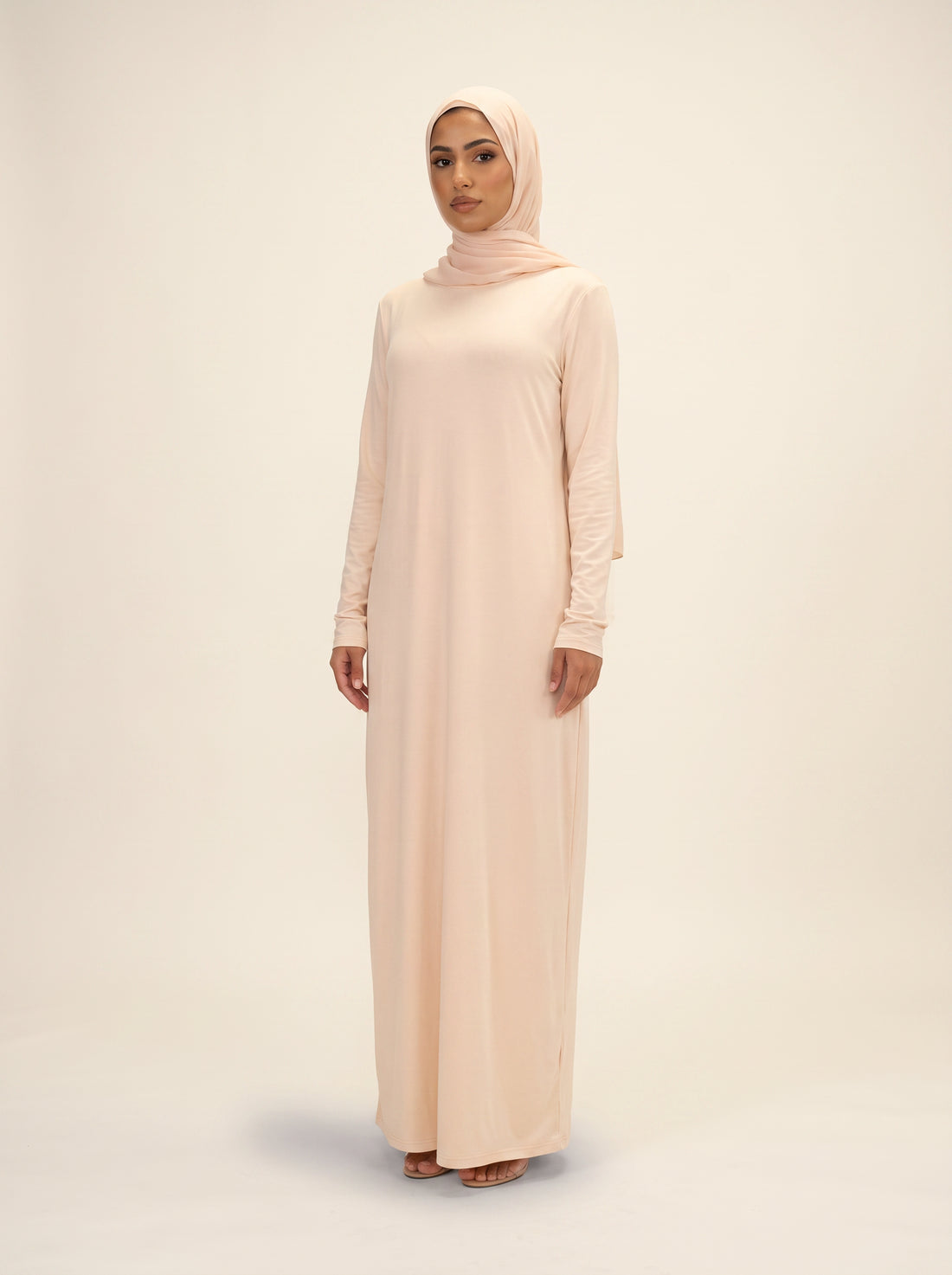 Round Collar Pullover Abaya — Apricot — 1