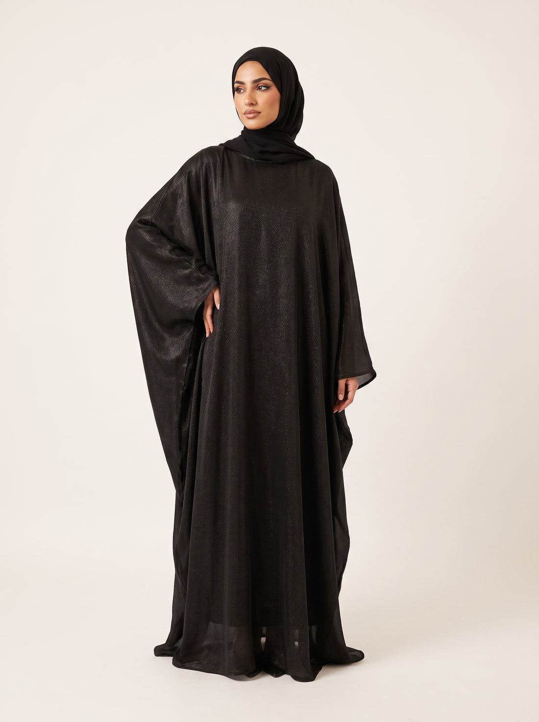 Glitter Butterfly Abaya — Noir — 1
