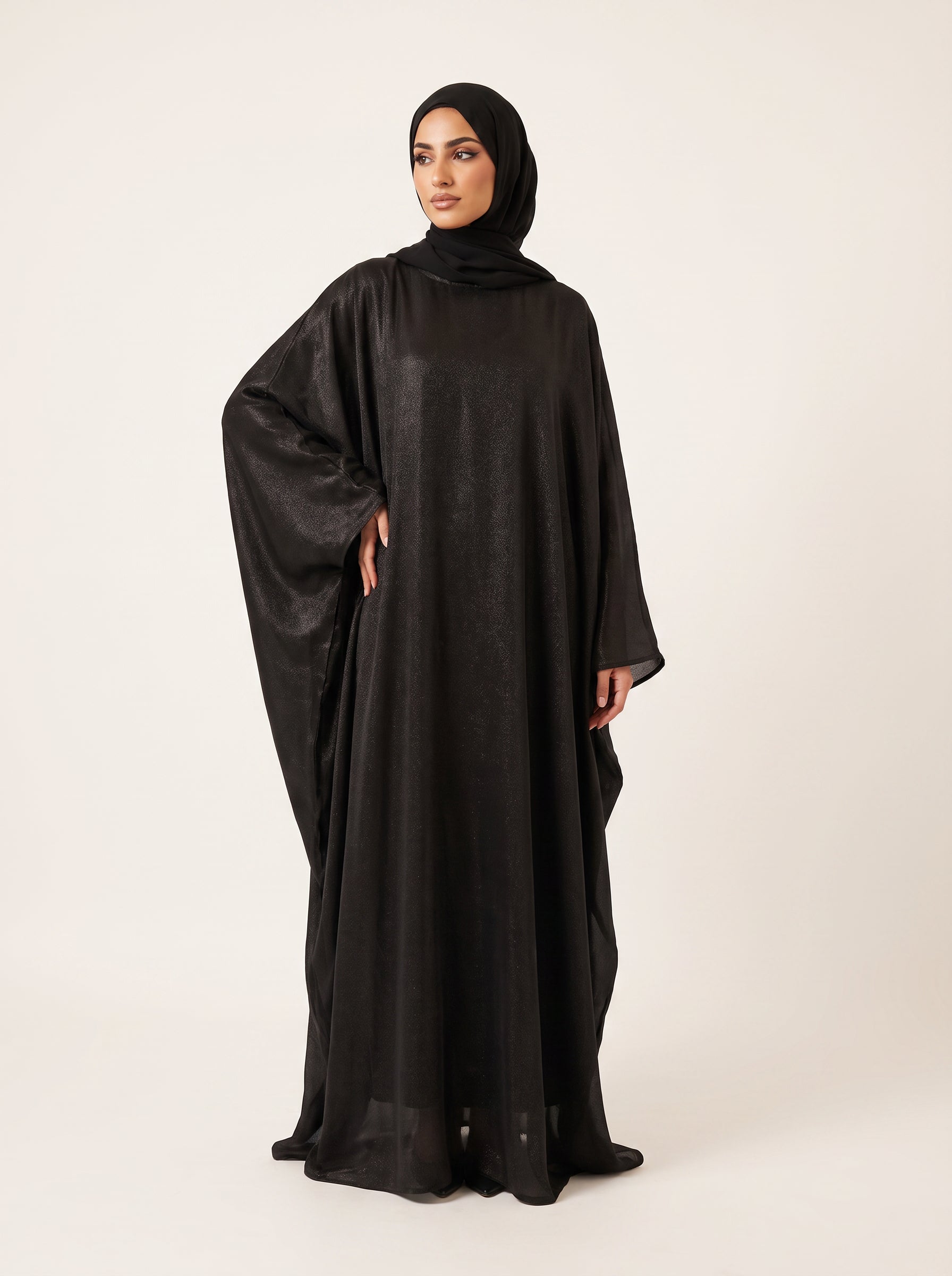 Glitter Butterfly Abaya — Noir — 1