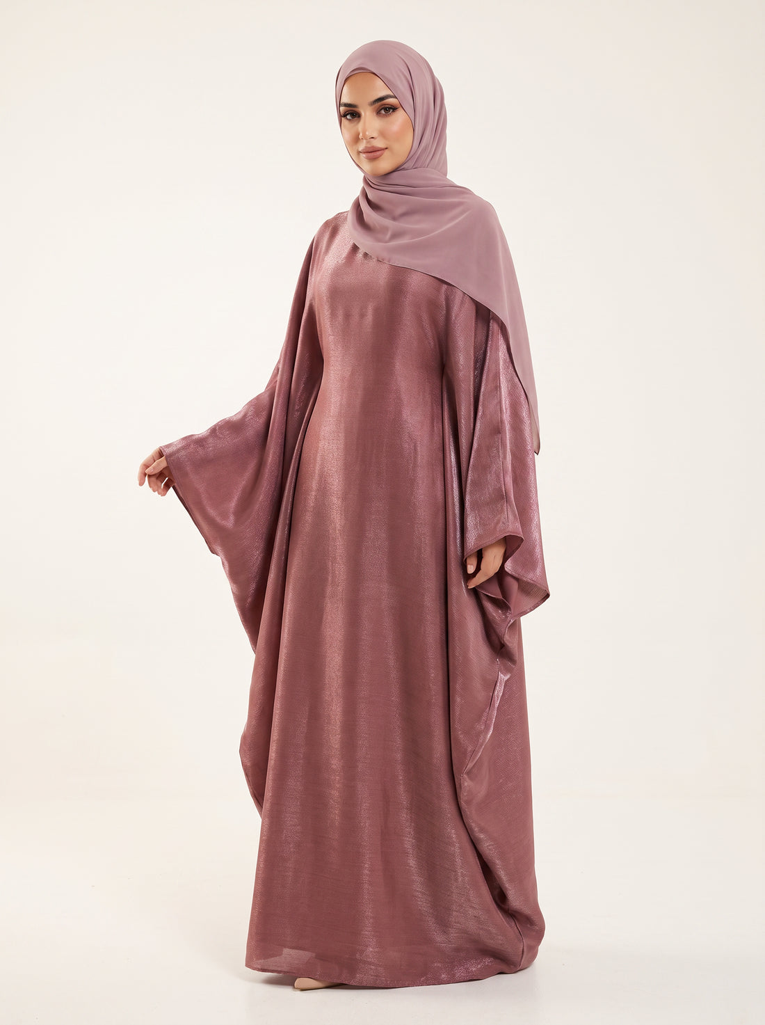 Glitter Butterfly Abaya — Mauve — 1