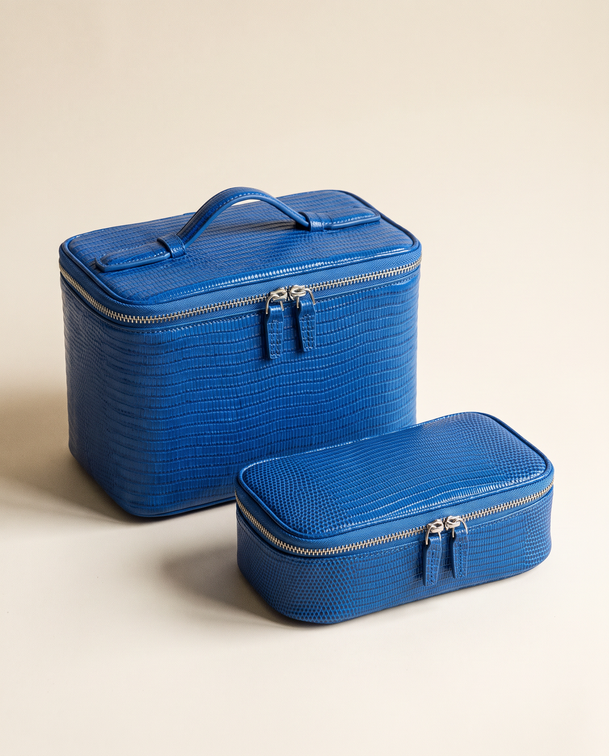 The Amira Pouch — Klein Blue, with its matching pouch · Elirati