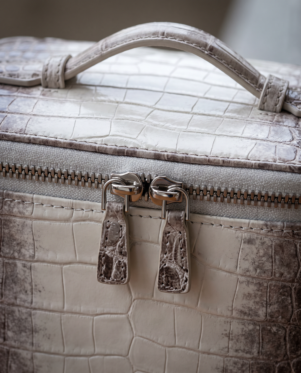 The Amira Vanity — Himalaya, texture and zip detail · Elirati