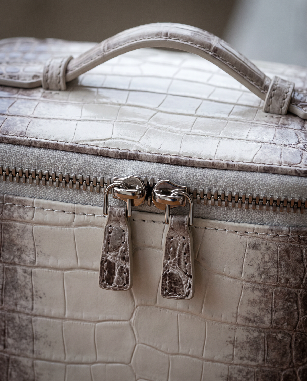 The Amira Vanity — Himalaya, texture and zip detail · Elirati