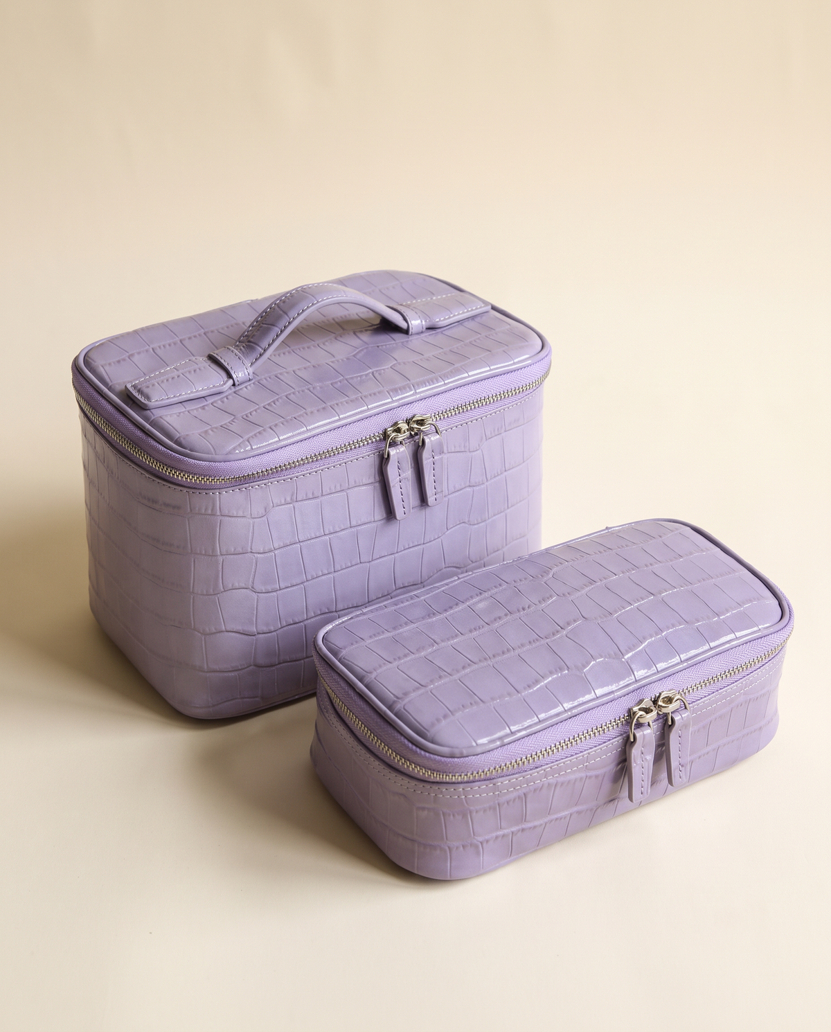 The Amira Vanity — Lavender, with its matching pouch · Elirati