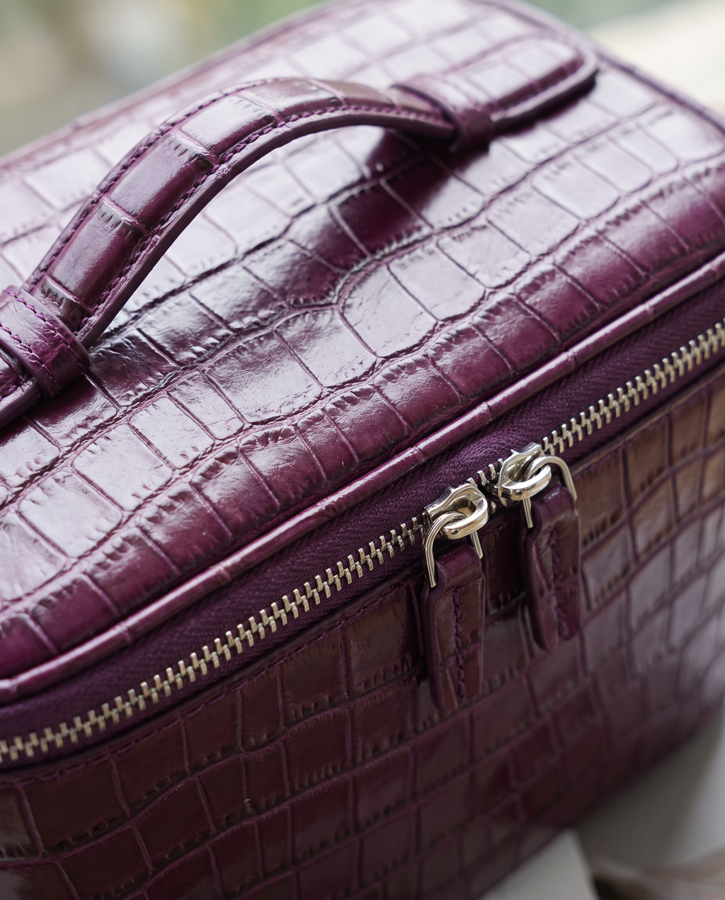 The Amira Vanity — Plum, texture and zip detail · Elirati