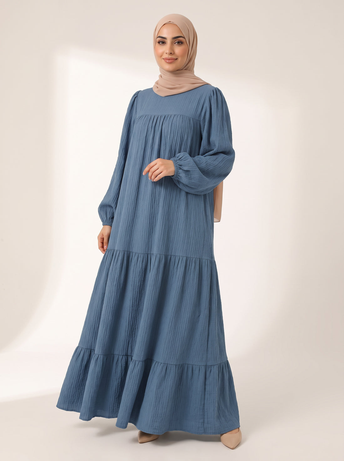 Vintage Ruffle Abaya — Sand 2 — 1