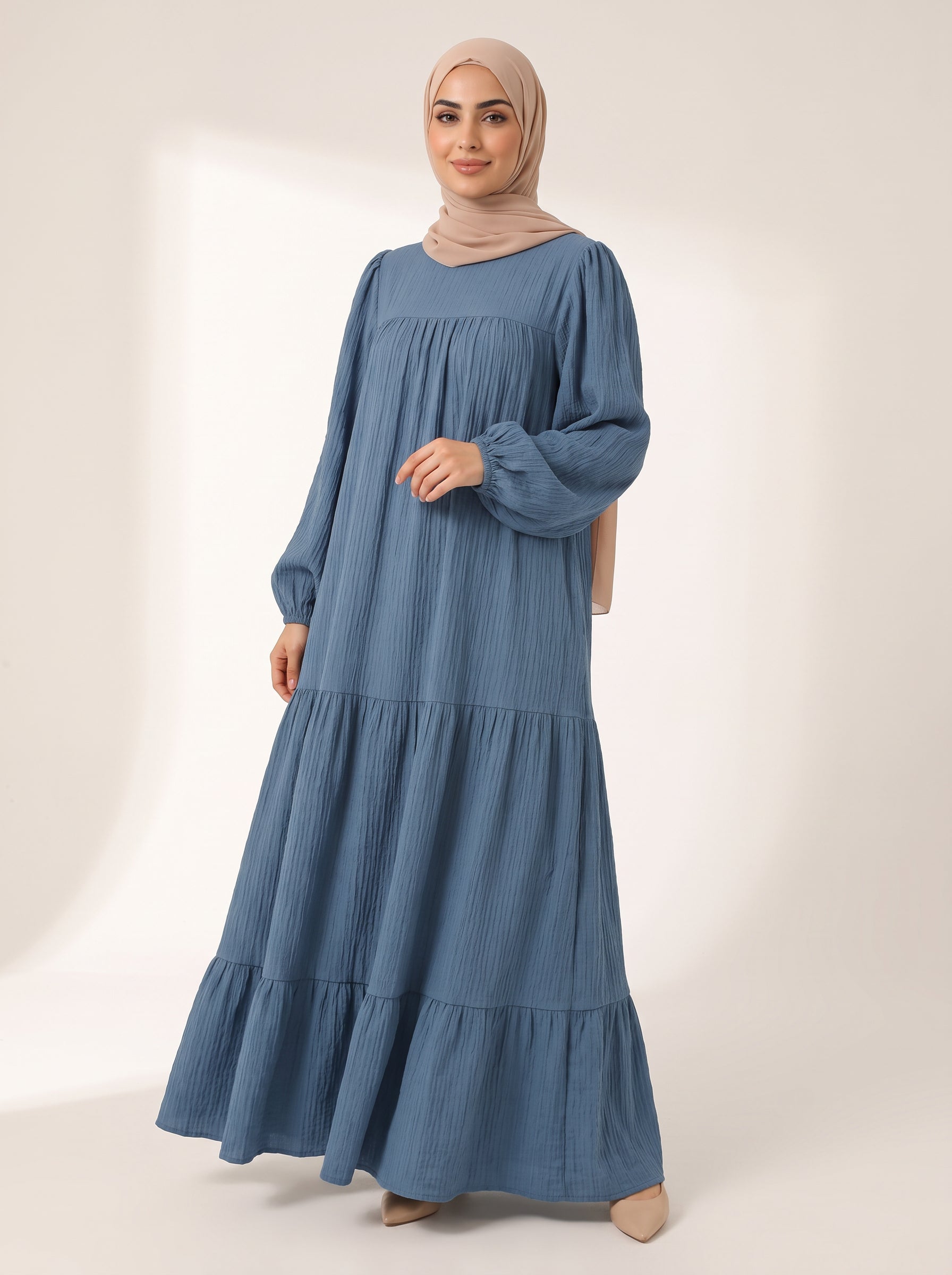 Vintage Ruffle Abaya — Sand 2 — 1