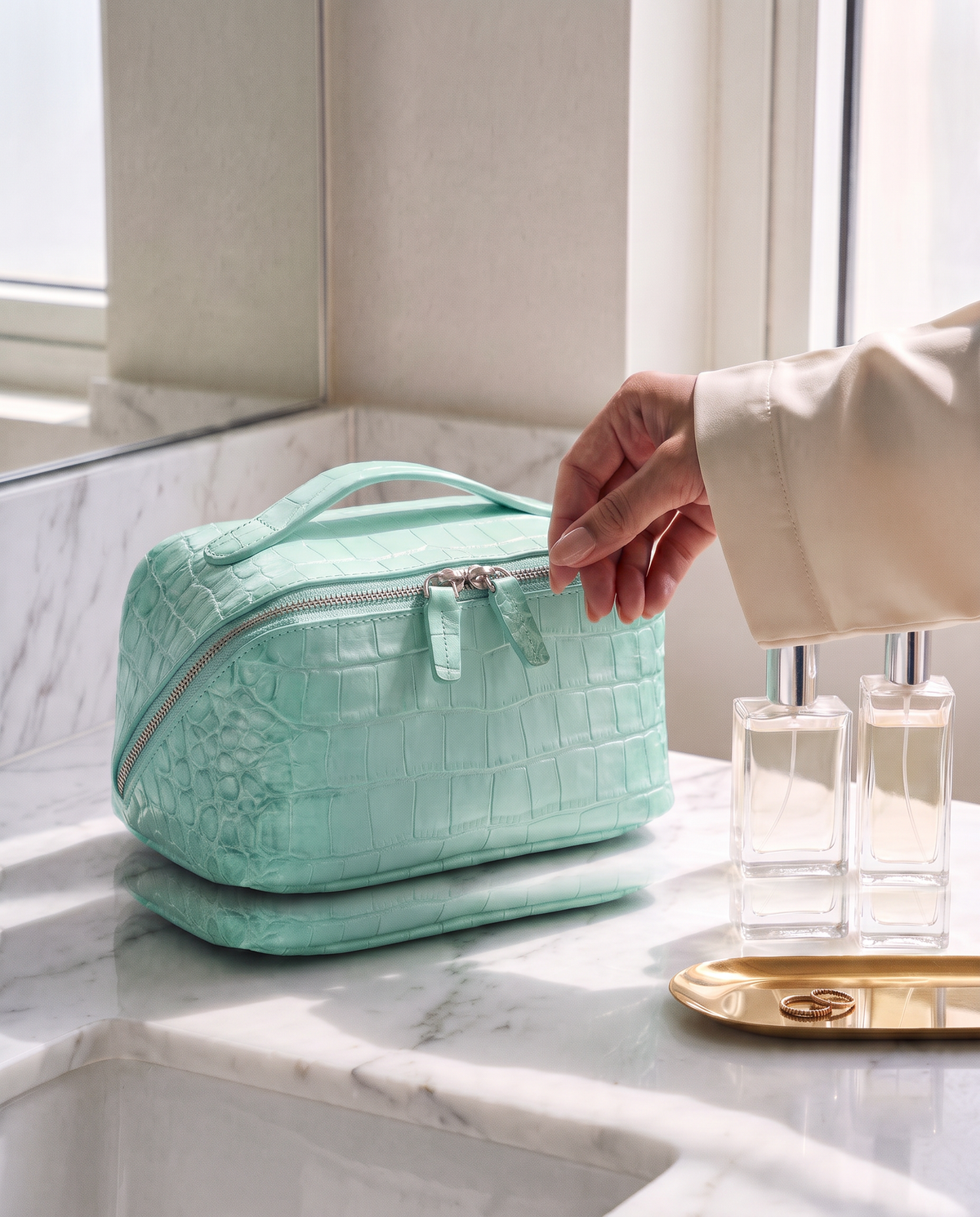 The Amira Covers — Mint, on a marble counter · Elirati · 2026-10b