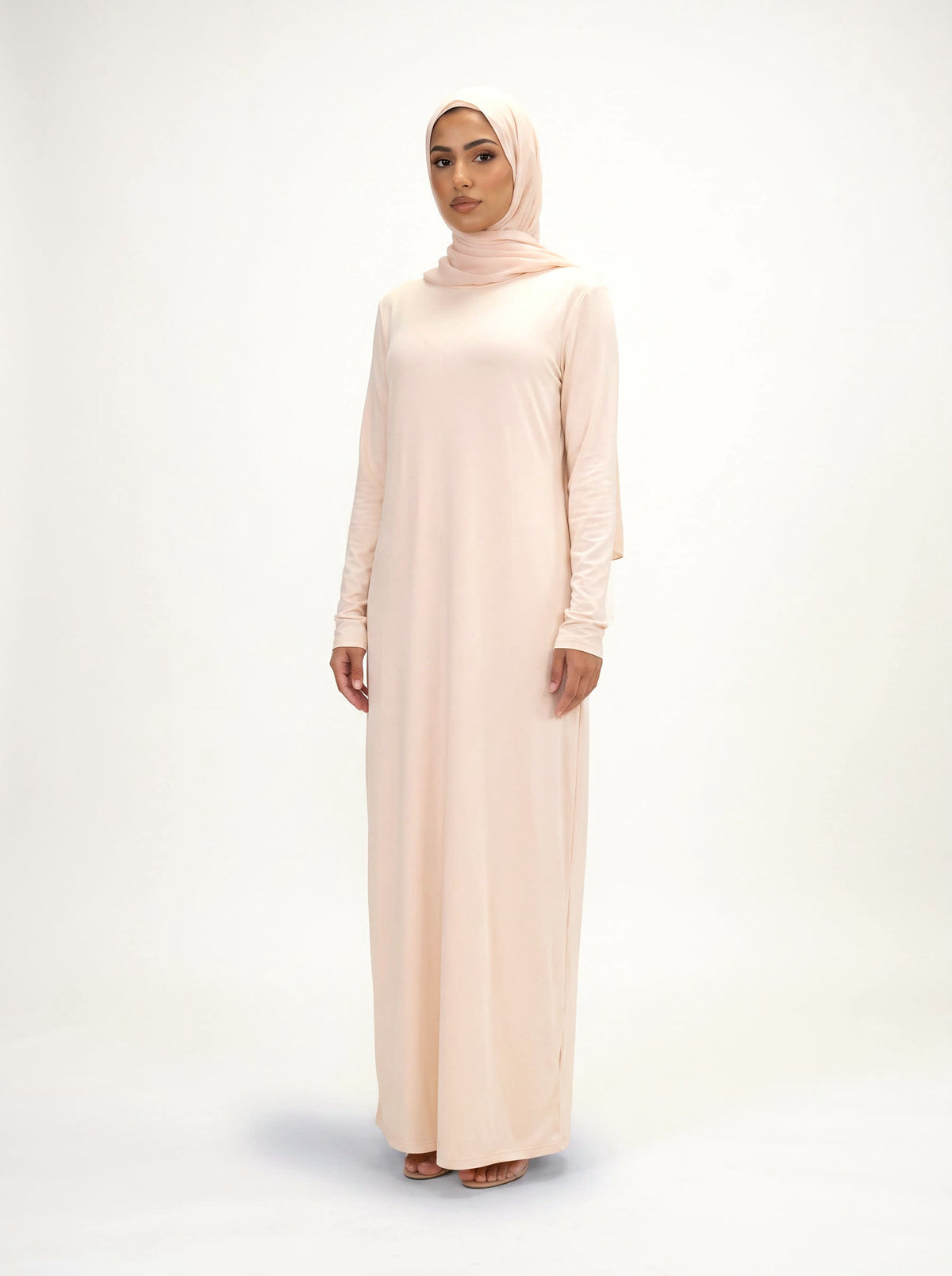 Round Collar Pullover Abaya — Apricot — 1
