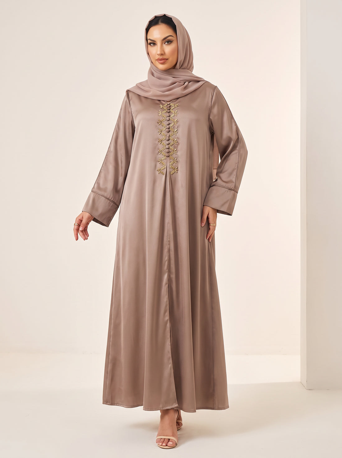 Dubai Party Abaya — Taupe — 1