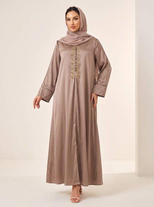 Dubai Party Abaya — Taupe — 1
