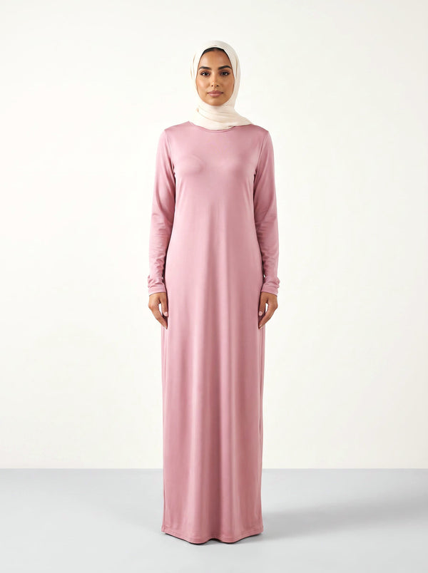 Round Collar Pullover Abaya — Blush