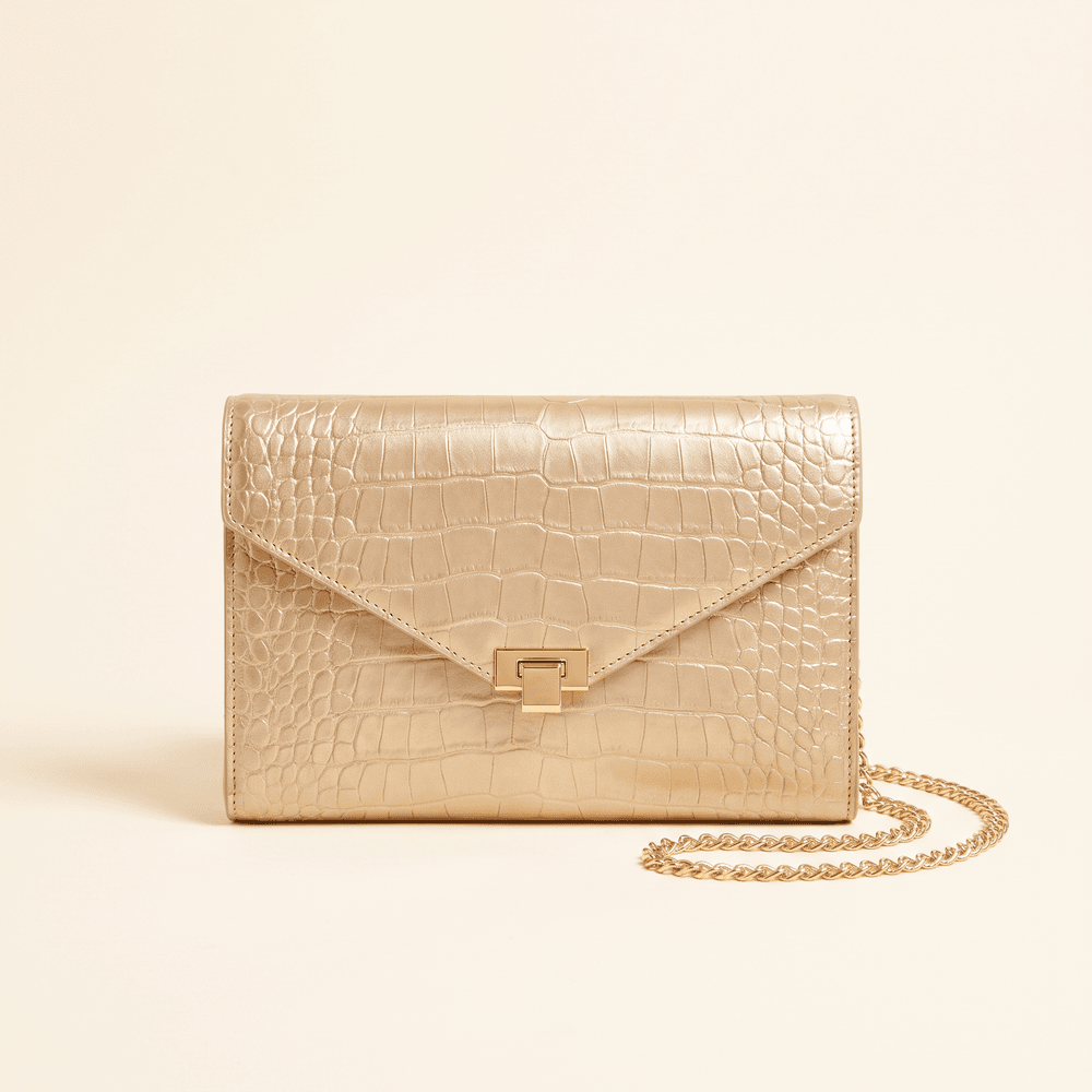 Gold Croc Clutch